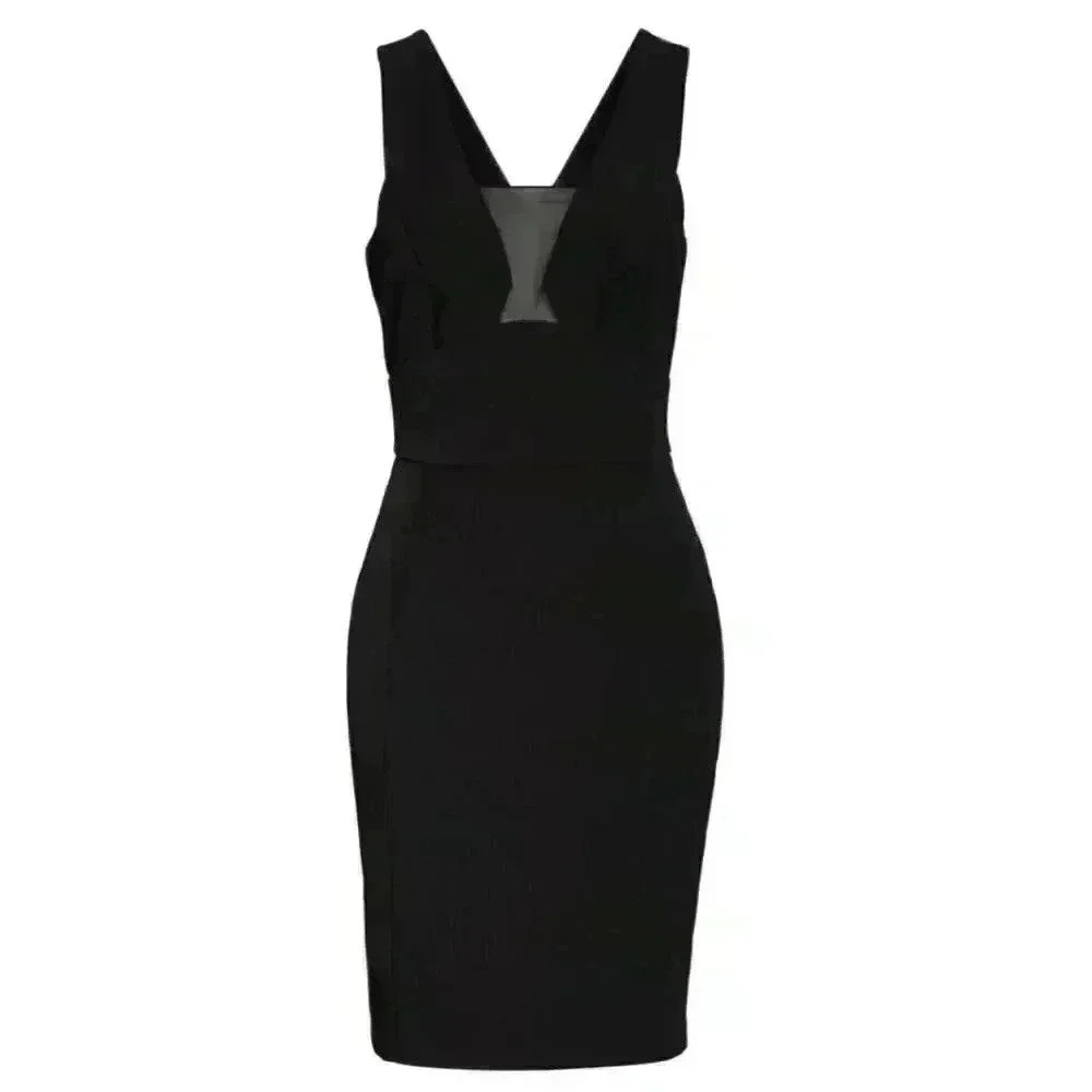 NWT Mesh plunging neckline little black dress - Picture 7 of 7